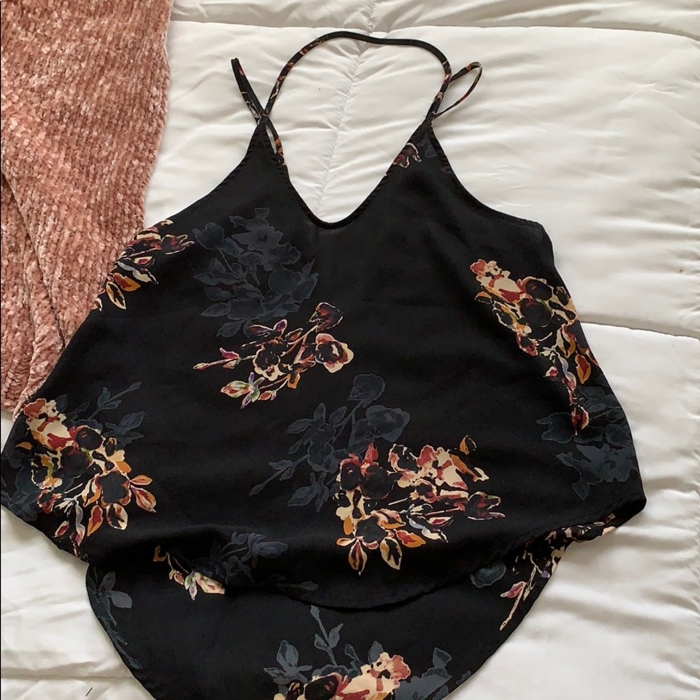 Floral high- low top with a low back